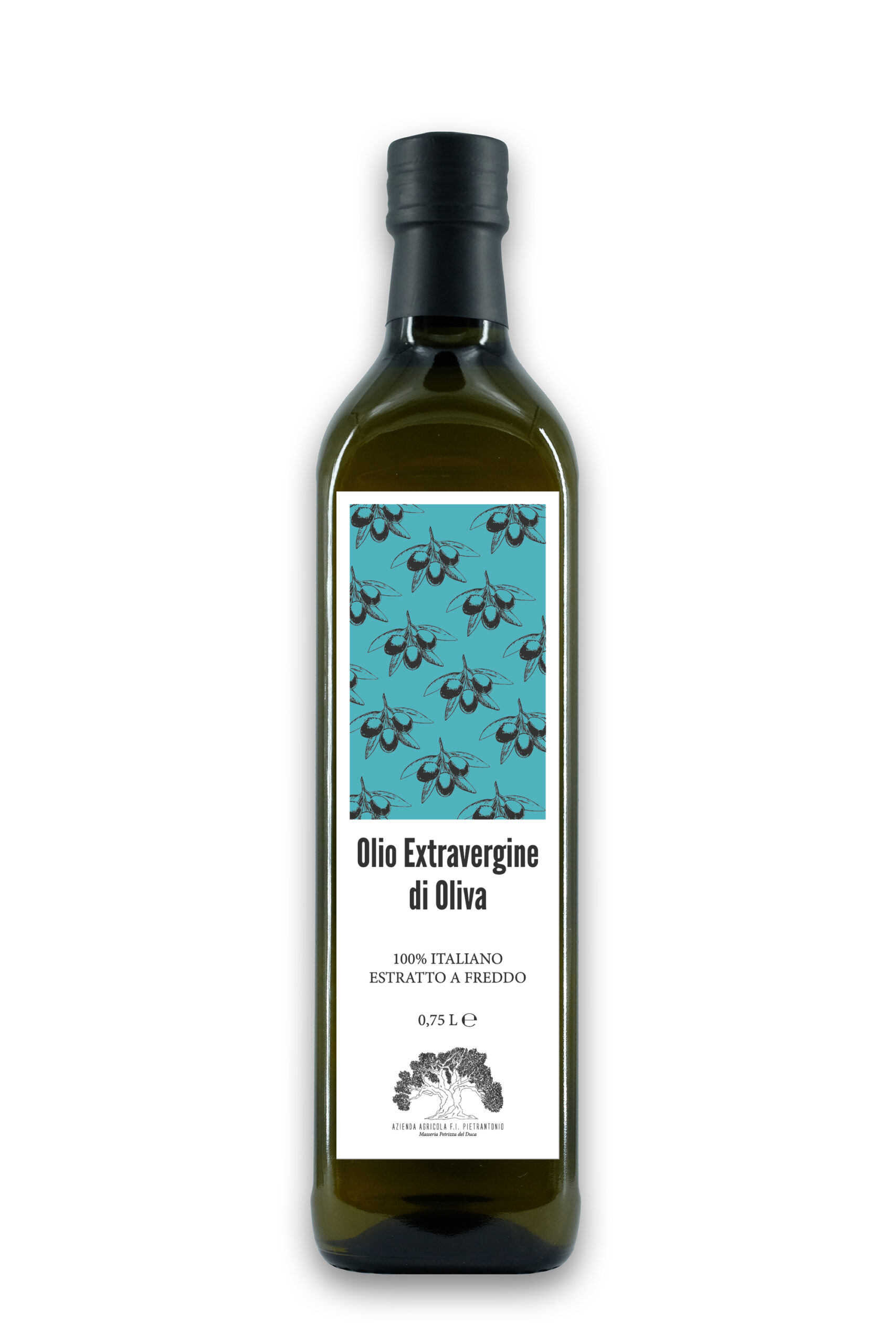 Bottiglia da 0,75 litri  di olio extravergine d’oliva 100% italiano CONVENZIONALE – estratto a freddo
